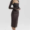 Gaia Schwarzes Spitzen-Korsetts-Midi-Kleid Gaia Schwarzes Spitzen-Korsetts-Midi-Kleid