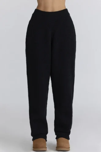 Geena Schwarze Bouclé-Strickhose aus Wolle