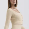 Gene Beige Weicher, flauschiger Strickjacken Gene Beige Weicher, flauschiger Strickjacken