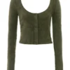Gene Khaki Weicher, flauschige Strickjacke Gene Khaki Weicher, flauschige Strickjacke