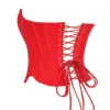 Genevieve – Korsett aus scharlachrotem Satin mit Spitzenrücken Genevieve – Korsett aus scharlachrotem Satin mit Spitzenrücken