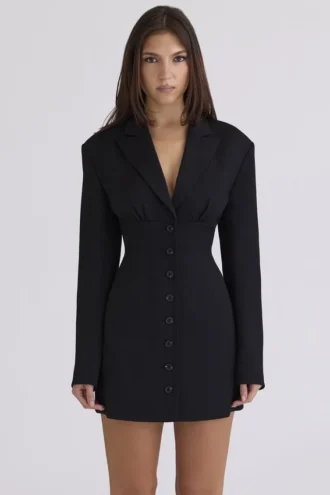 Georgia Black Hourglass Blazer Kleider