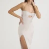 Georgia Midi-Kleid aus Kristallsatin und Spitze Georgia Midi-Kleid aus Kristallsatin und Spitze