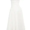Georgiana – Weißes, trägerloses Midi-Sommerkleid aus Baumwolle Georgiana – Weißes, trägerloses Midi-Sommerkleid aus Baumwolle