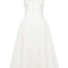Georgiana – Weißes, trägerloses Midi-Sommerkleid aus Baumwolle Georgiana – Weißes, trägerloses Midi-Sommerkleid aus Baumwolle