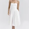 Georgiana – Weißes, trägerloses Midi-Sommerkleid aus Baumwolle Georgiana – Weißes, trägerloses Midi-Sommerkleid aus Baumwolle