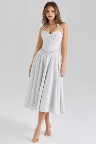 Georgie Midi-Kleid aus Baumwolle mit Neckholder und Polka-Dot-Print