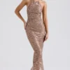 Giada – Roségoldes, besticktes Pailletten-Abendkleid Giada – Roségoldes, besticktes Pailletten-Abendkleid
