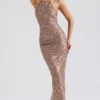 Giada – Roségoldes, besticktes Pailletten-Abendkleid Giada – Roségoldes, besticktes Pailletten-Abendkleid