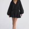 Gianna Schwarzes, handbesticktes Georgette-Minikleid – Limited Edition Gianna Schwarzes, handbesticktes Georgette-Minikleid – Limited Edition