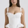 Gigou Weißes Peplum-Korsett aus Baumwolle Gigou Weißes Peplum-Korsett aus Baumwolle