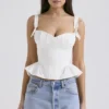 Gigou Weißes Peplum-Korsett aus Baumwolle Gigou Weißes Peplum-Korsett aus Baumwolle