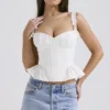 Gigou Weißes Peplum-Korsett aus Baumwolle Gigou Weißes Peplum-Korsett aus Baumwolle