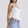 Gigou Weißes Peplum-Korsett aus Baumwolle Gigou Weißes Peplum-Korsett aus Baumwolle