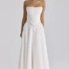 Gina – Weißes, trägerloses Maxikleid aus Baumwolle Gina – Weißes, trägerloses Maxikleid aus Baumwolle