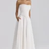 Gina – Weißes, trägerloses Maxikleid aus Baumwolle Gina – Weißes, trägerloses Maxikleid aus Baumwolle