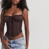 Gini Rich Brown Korsett mit Spitzenrücken Gini Rich Brown Korsett mit Spitzenrücken