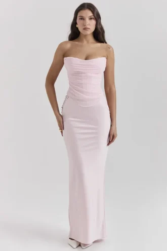 Giuliana Ballerina Maxirock aus rosa Satin Giuliana Ballerina Maxirock aus rosa Satin
