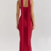 Cassidy Holly Red Mesh-Maxirock mit ausgestellten Säumen Cassidy Holly Red Mesh-Maxirock mit ausgestellten Säumen