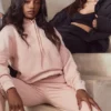 Halo Blush Oversize-Hoodie aus Baumwollfleece