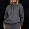 Halo Dunkelgrauer Oversize-Hoodie aus Baumwollfleece