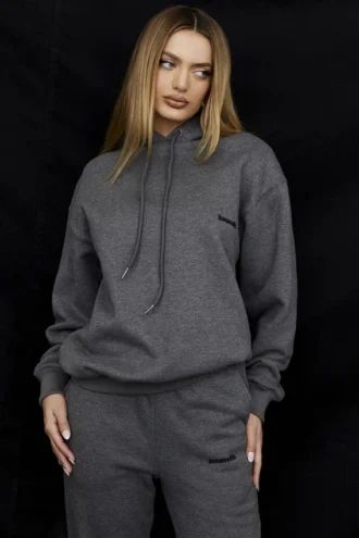 Halo Dunkelgrauer Oversize-Hoodie aus Baumwollfleece