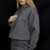Halo Dunkelgrauer Oversize-Hoodie aus Baumwollfleece