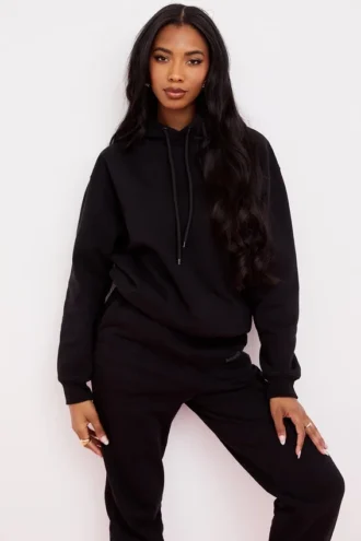 Halo Ink Oversized-Hoodie aus Baumwolljersey mit Fleece-Rückseite