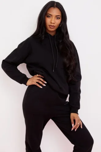 Halo Ink Oversized-Hoodie aus Baumwolljersey mit Fleece-Rückseite