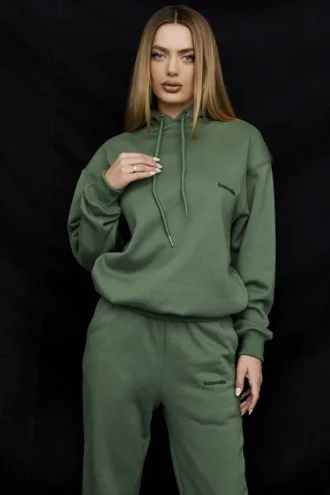 Halo Moss Oversize-Hoodie mit Baumwollfleece-Rückseite