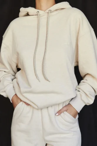 Halo Oatmeal Oversize-Hoodie aus Baumwollfleece