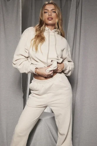 Halo Oatmeal Oversize-Hoodie aus Baumwollfleece