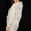 Halo Oatmeal Oversize-Hoodie aus Baumwollfleece