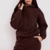 Halo Oversize-Hoodie aus Baumwollfleece in Schokoladenbraun