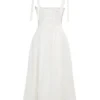 Hattie – Weißes Midi-Sommerkleid aus Baumwolle mit Biesen Hattie – Weißes Midi-Sommerkleid aus Baumwolle mit Biesen