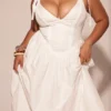Hattie – Weißes Midi-Sommerkleid aus Baumwolle mit Biesen Hattie – Weißes Midi-Sommerkleid aus Baumwolle mit Biesen