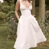 Hattie – Weißes Midi-Sommerkleid aus Baumwolle mit Biesen Hattie – Weißes Midi-Sommerkleid aus Baumwolle mit Biesen