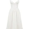 Hattie – Weißes Midi-Sommerkleid aus Baumwolle mit Biesen Hattie – Weißes Midi-Sommerkleid aus Baumwolle mit Biesen