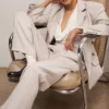 Hayden Beige Hoch taillierte, maßgeschneiderte Hose Hayden Beige Hoch taillierte, maßgeschneiderte Hose