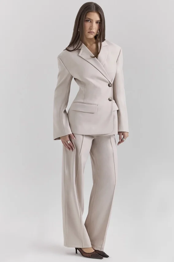 Hayden Beige Hoch taillierte, maßgeschneiderte Hose Hayden Beige Hoch taillierte, maßgeschneiderte Hose
