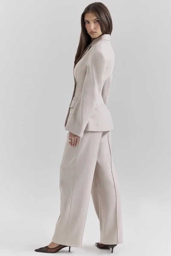 Hayden Beige Hoch taillierte, maßgeschneiderte Hose Hayden Beige Hoch taillierte, maßgeschneiderte Hose