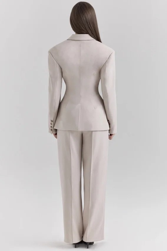 Hayden Beige Hoch taillierte, maßgeschneiderte Hose Hayden Beige Hoch taillierte, maßgeschneiderte Hose
