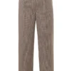 Hayden Braune Puppytooth-Hose mit weitem Bein und hoher Taille Hayden Braune Puppytooth-Hose mit weitem Bein und hoher Taille