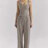 Hayden Braune Puppytooth-Hose mit weitem Bein und hoher Taille Hayden Braune Puppytooth-Hose mit weitem Bein und hoher Taille