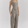 Hayden Braune Puppytooth-Hose mit weitem Bein und hoher Taille Hayden Braune Puppytooth-Hose mit weitem Bein und hoher Taille