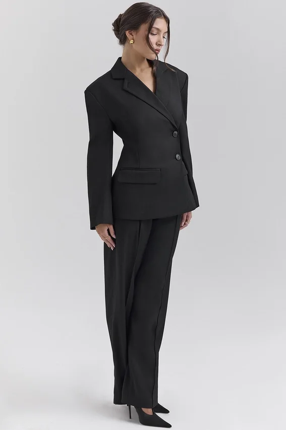 Hayden – Schwarze, weit geschnittene, taillierte Hose Hayden – Schwarze, weit geschnittene, taillierte Hose