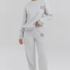 Haze Hellgraues meliertes Sweatshirt mit Rundhalsausschnitt Haze Hellgraues meliertes Sweatshirt mit Rundhalsausschnitt