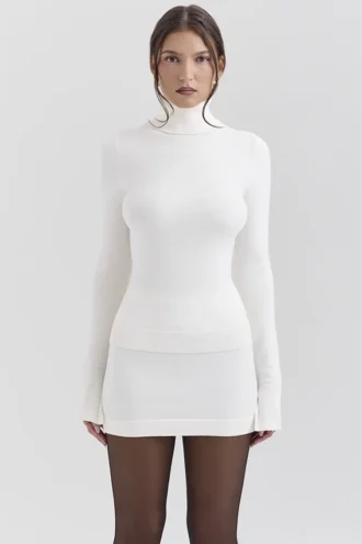 Hazel Ivory Kaschmir-Rollkragen-Pullover