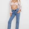 Henrietta – Rosa Bralette-Oberteil mit Blumenmuster und Raffungen Henrietta – Rosa Bralette-Oberteil mit Blumenmuster und Raffungen