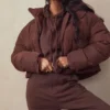 Hero Chocolate Oversized C-förmige Pufferjacke